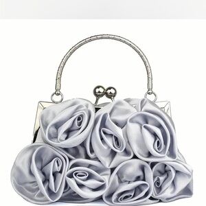 Elegant Silver Floral Handbag
